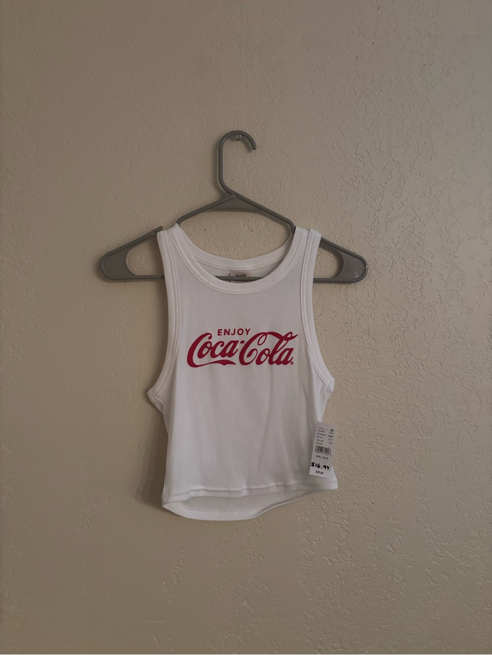 PacSun White Tank with Red Script Logo